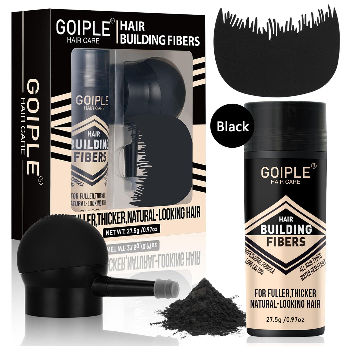 WOZUTUNT hair thickening fibers application shows instant fullness.