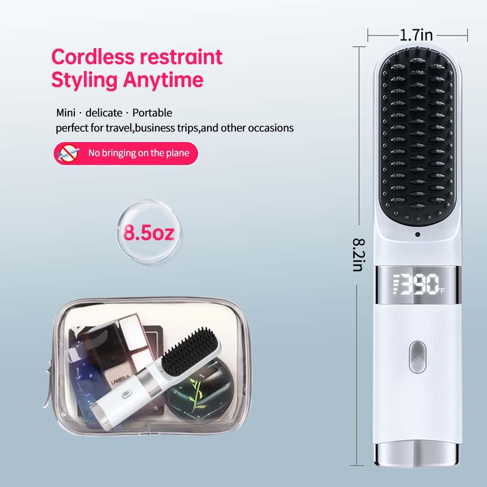 WPHIIHC cordless hair straightener brush anti-scald teeth for safer styling