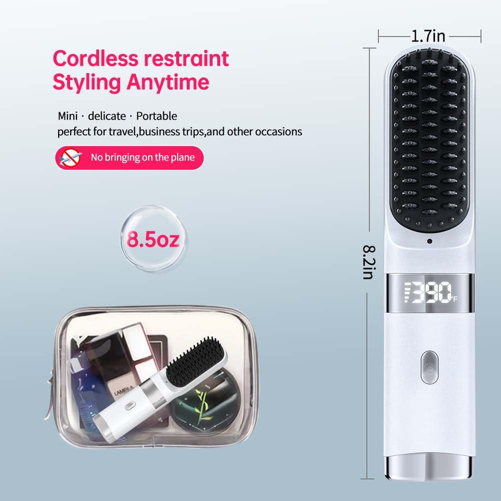 WPHIIHC cordless hair straightener brush anti-scald teeth for safer styling