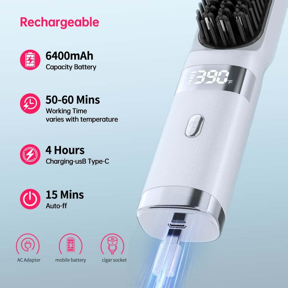 WPHIIHC cordless hair straightener brush compact travel design fits bags easily