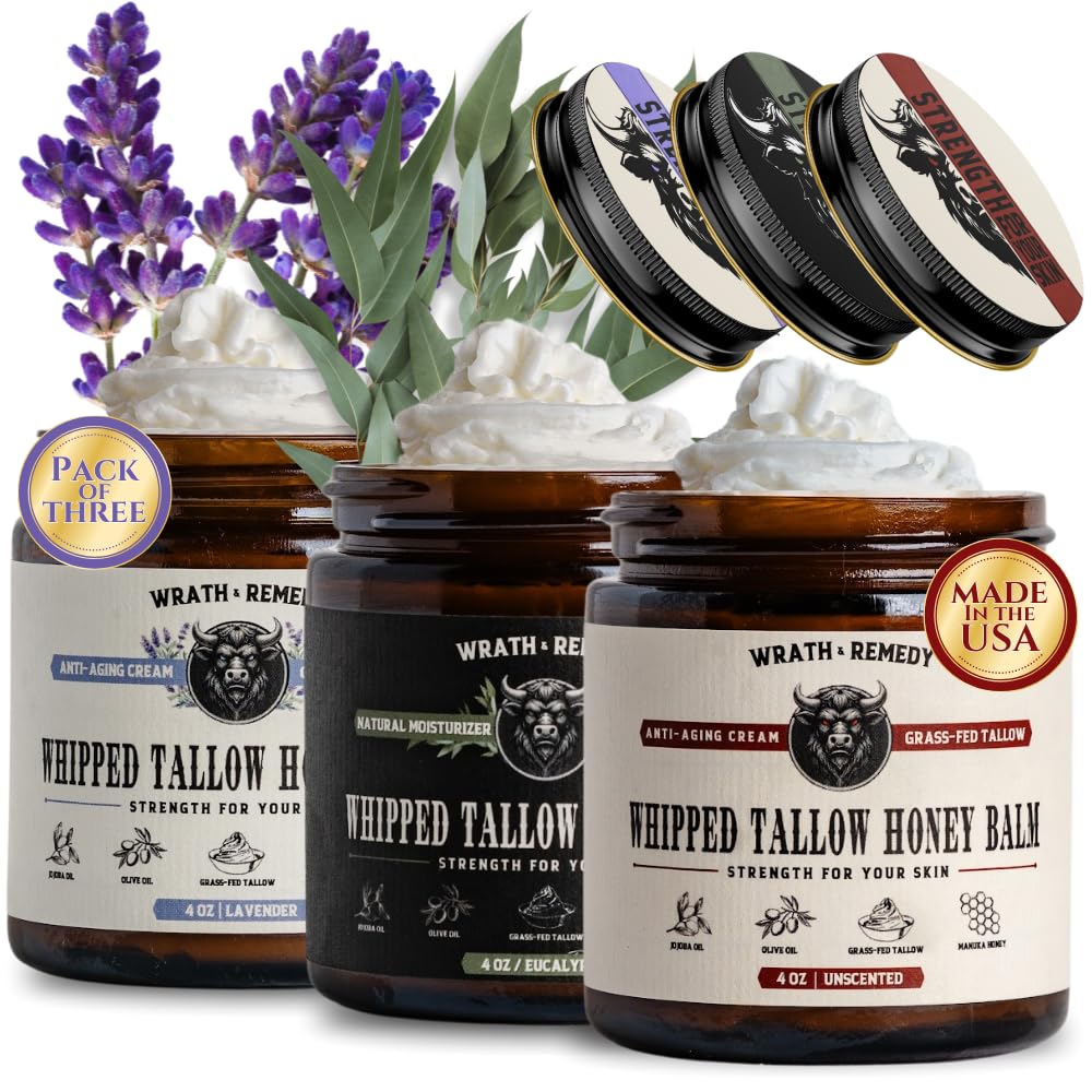 Wrath & Remedy whipped-tallow-honey-balm jar shows rich hydration for sensitive skin