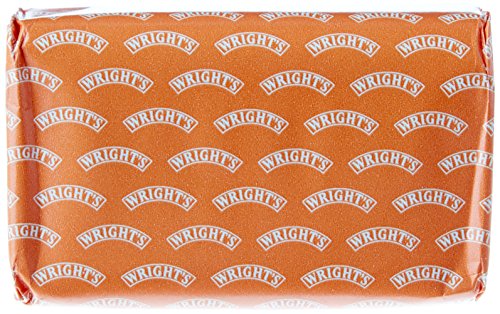 Wright's coal tar soap 4-pack bars closeup shows textured bars for rich lather.