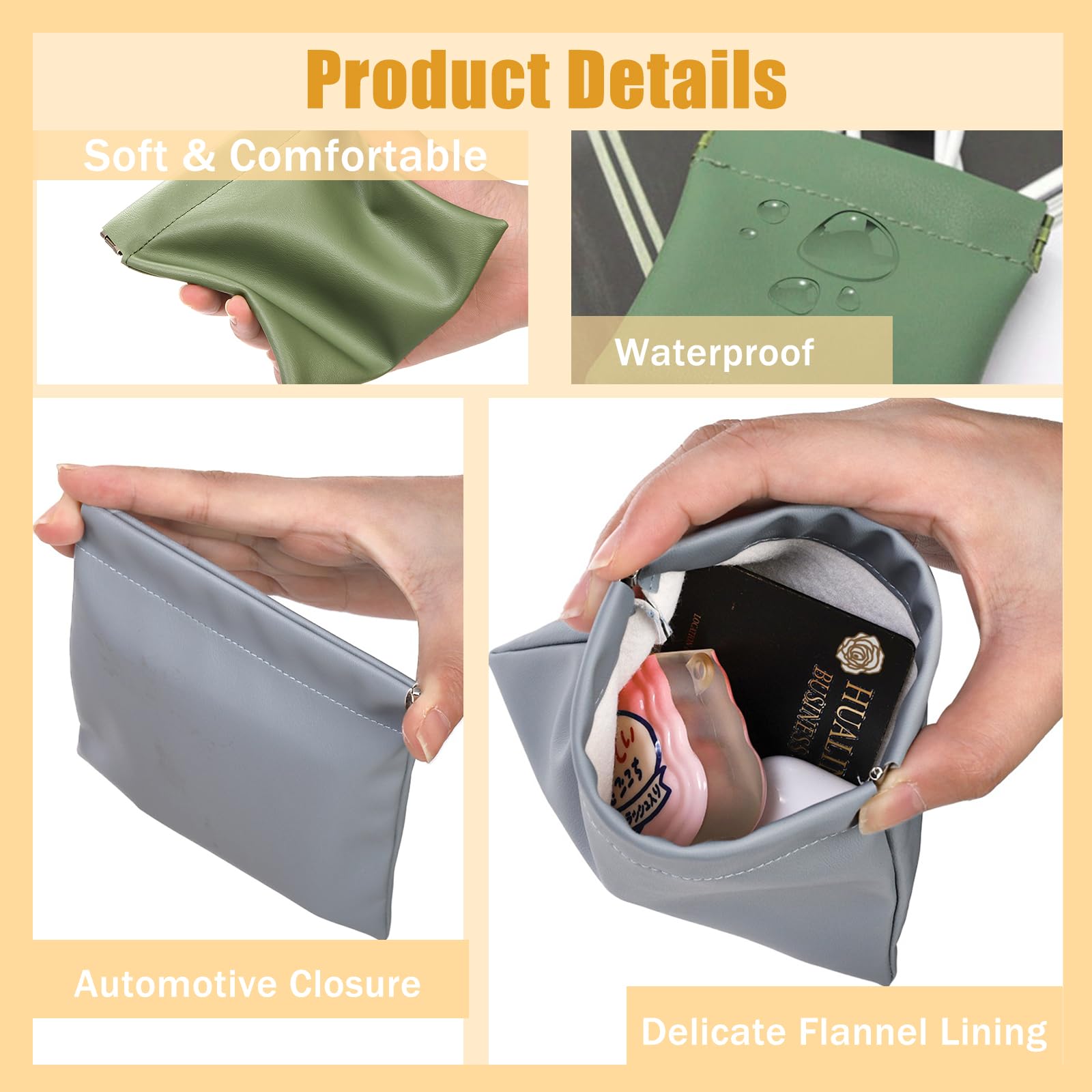 WRINGKIT snap-button closure protects contents with quick access