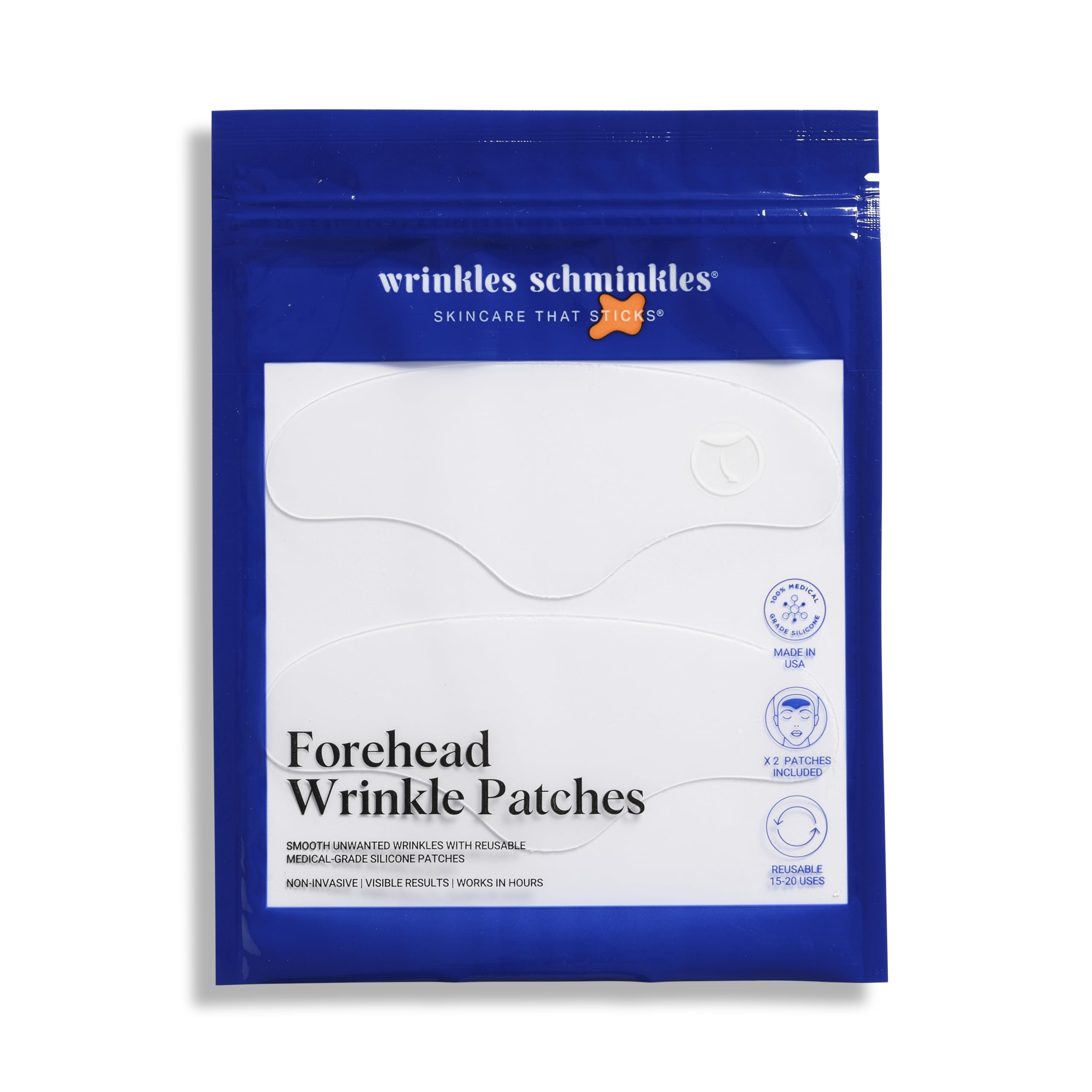 Wrinkles Schminkles forehead patch closeup smooths brow lines for a refreshed look.
