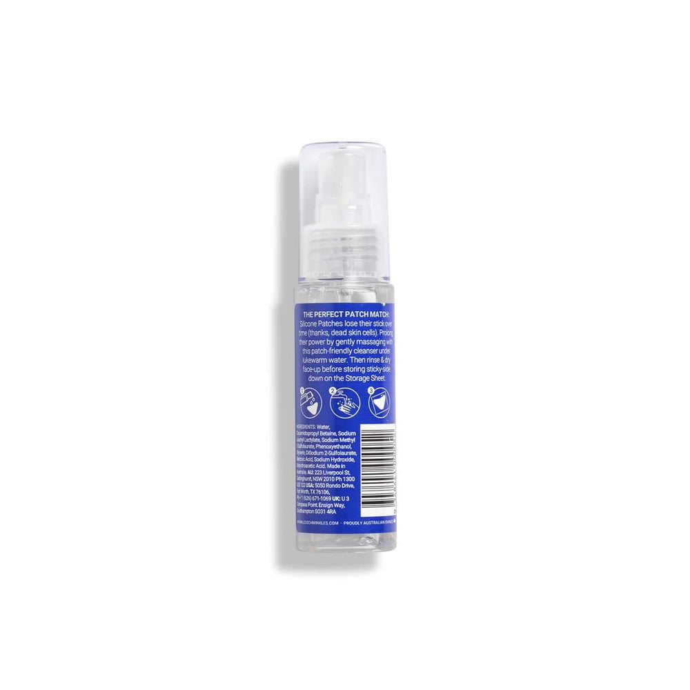 Wrinkles Schminkles Patch Cleanser in use on patches, ready for reuse
