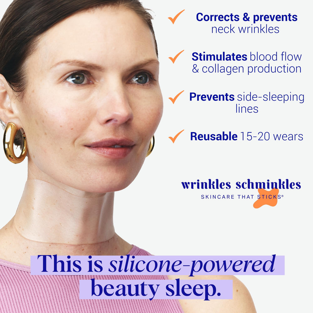 Wrinkles Schminkles simple-skincare-patch conveys low-effort neck care with minimal steps.