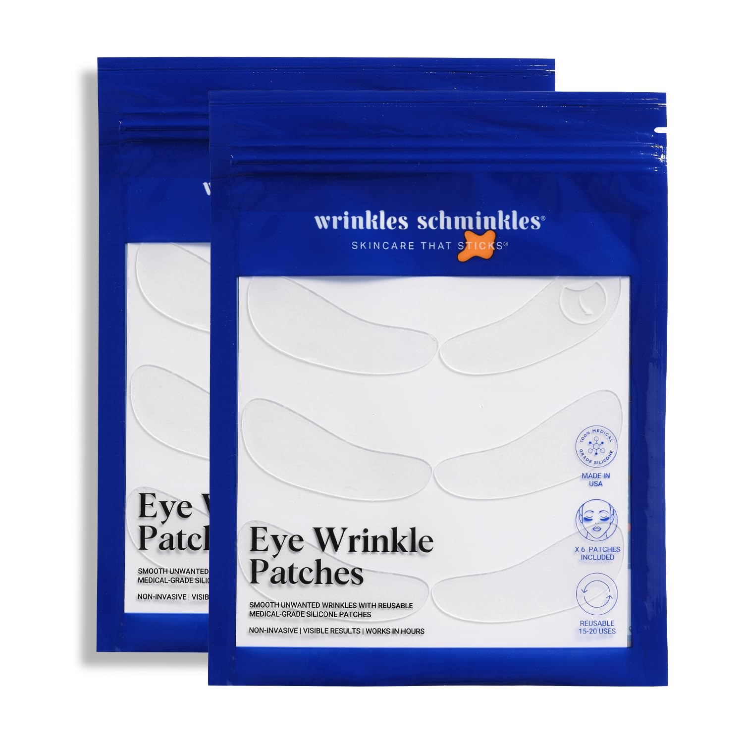 Wrinkles Schminkles under eye patches close-up in packaging for overnight wrinkle prevention