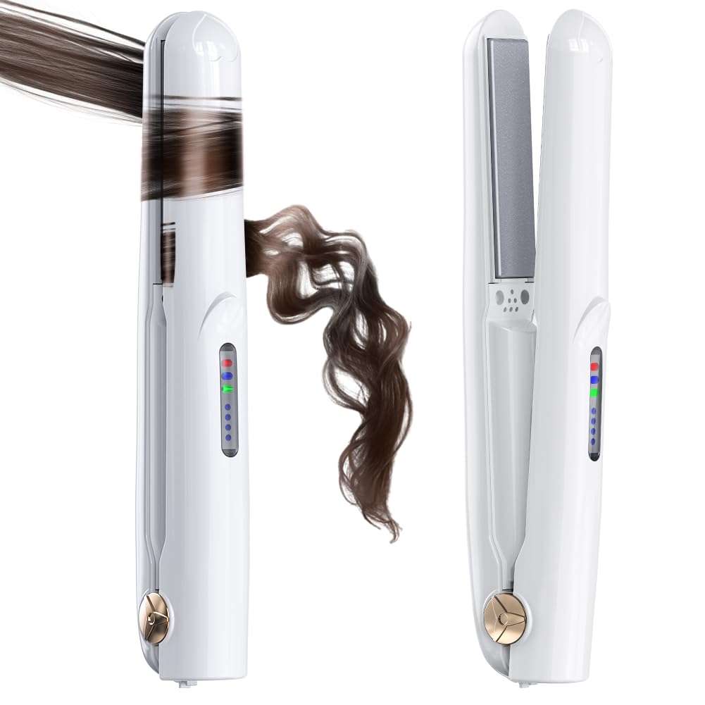 WSATFB cordless hair straightener 2-in-1 in white for fast travel styling