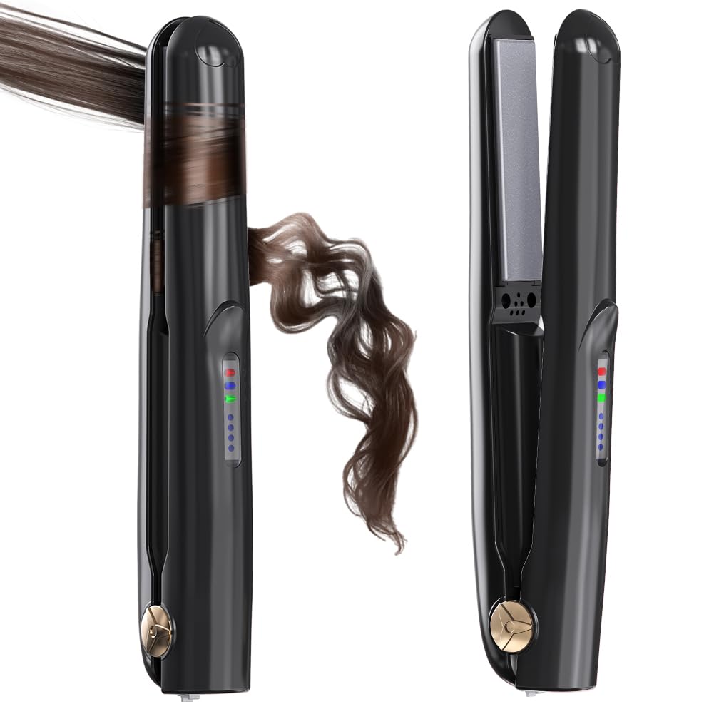 WSATFB cordless hair straightener compact black for on-the-go styling.