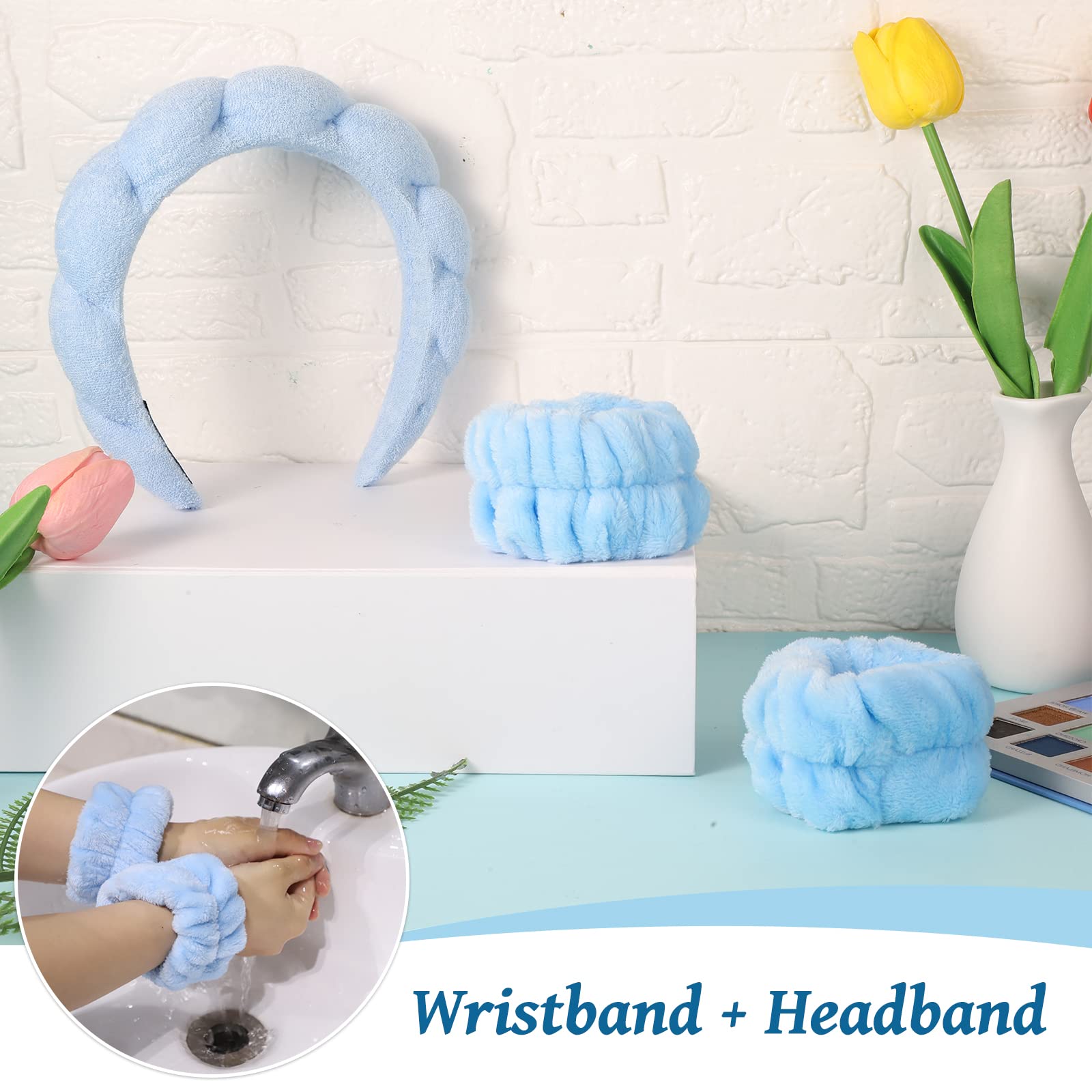 WSICSE headband worn during makeup application keeps hair out of the face and neat