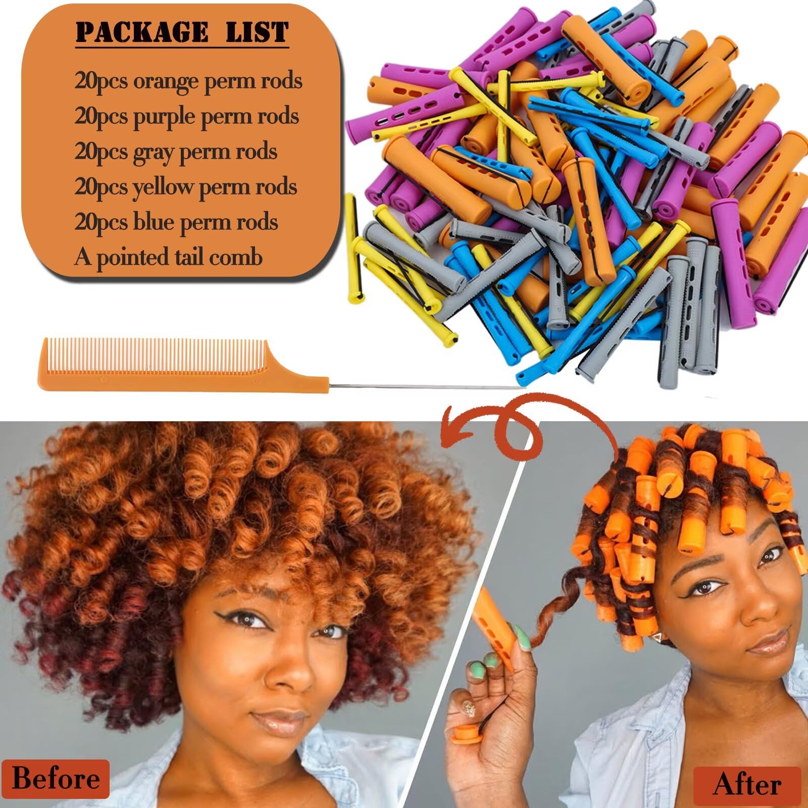 WSTAR gray perm rod compact size for tight curls and precise sectioning.