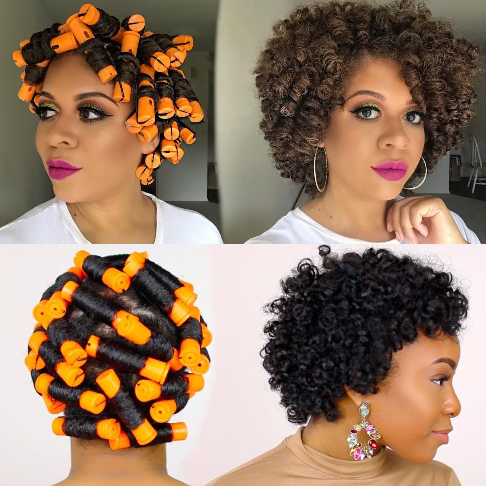 WSTAR perm rods set contents image showing 100 pieces and included steel comb for DIY styling.