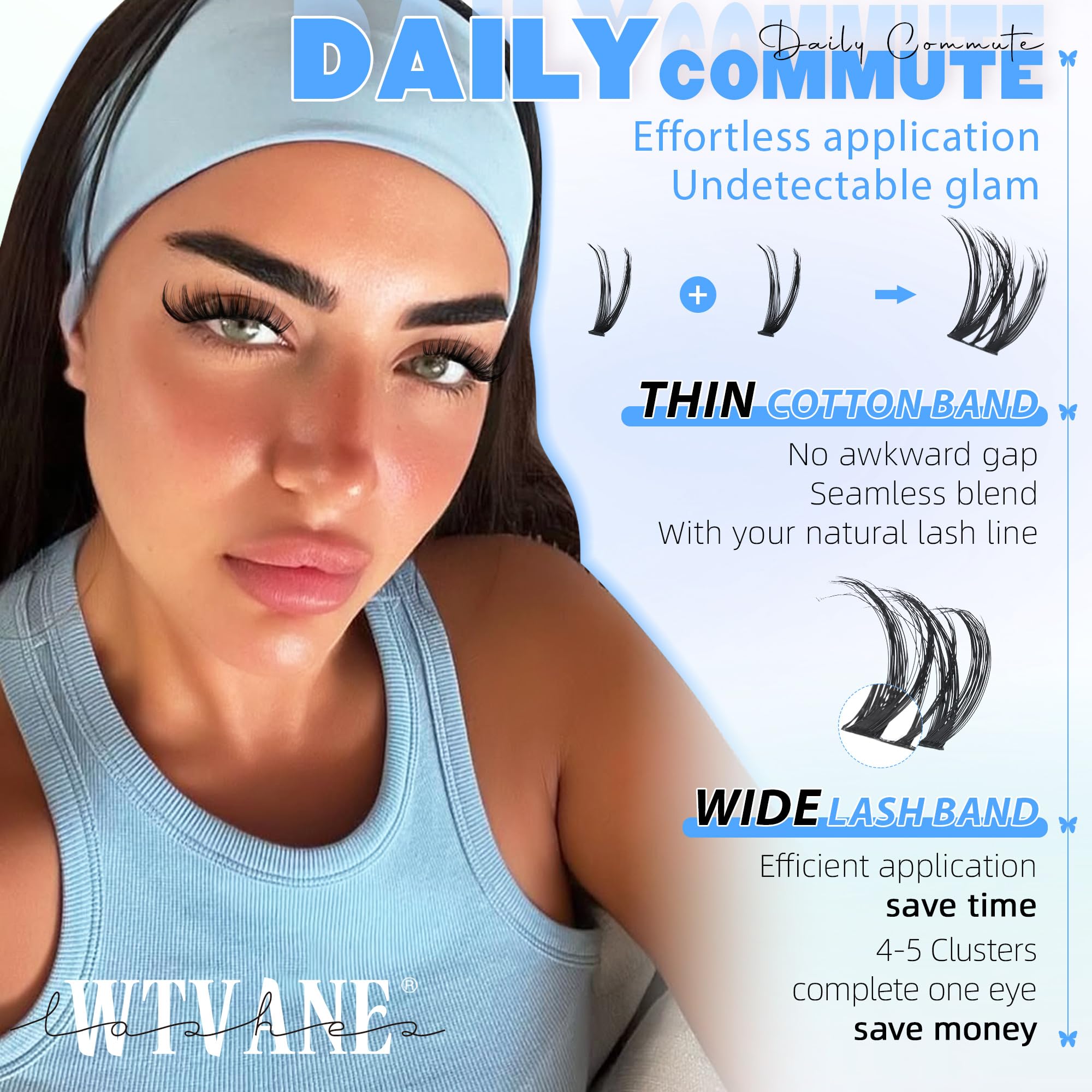 WTVANE Flora Lash Clusters Kit closeup clusters highlight customizable volume