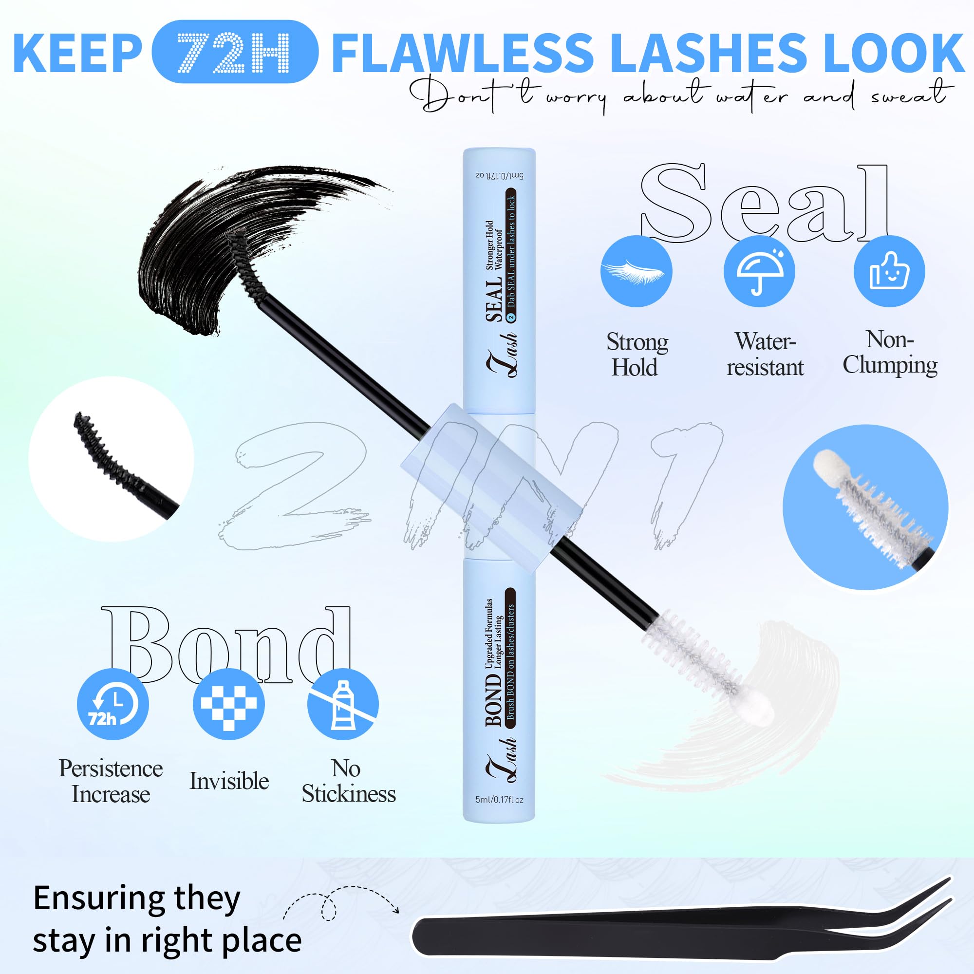 WTVANE Flora Lash Clusters Kit lash bond seal tube for convenient application