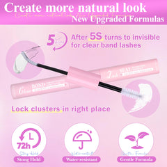 Wtvane Wispy Lash Clusters kit clear band close-up on lashes