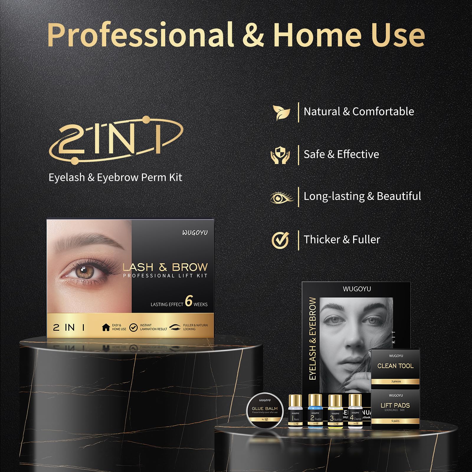 WUGOYU eyelash brushes and Y comb for precise application
