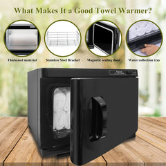 Wuissvnb 8L towel warmer open lid for quick spa towel access.