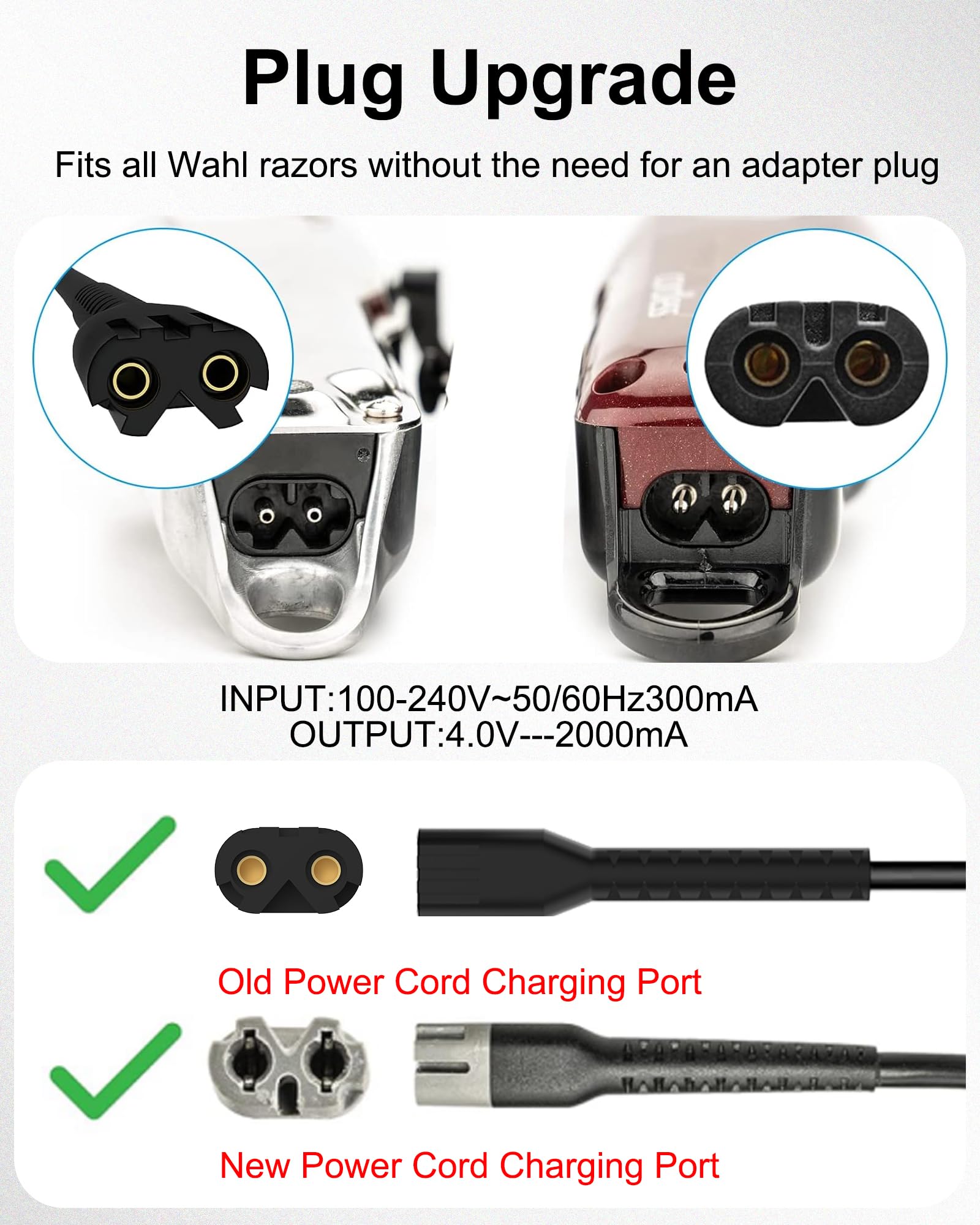 WUKUR charger compatible with Wahl 8164, 8591, 8148, 8504, and 1919 models.