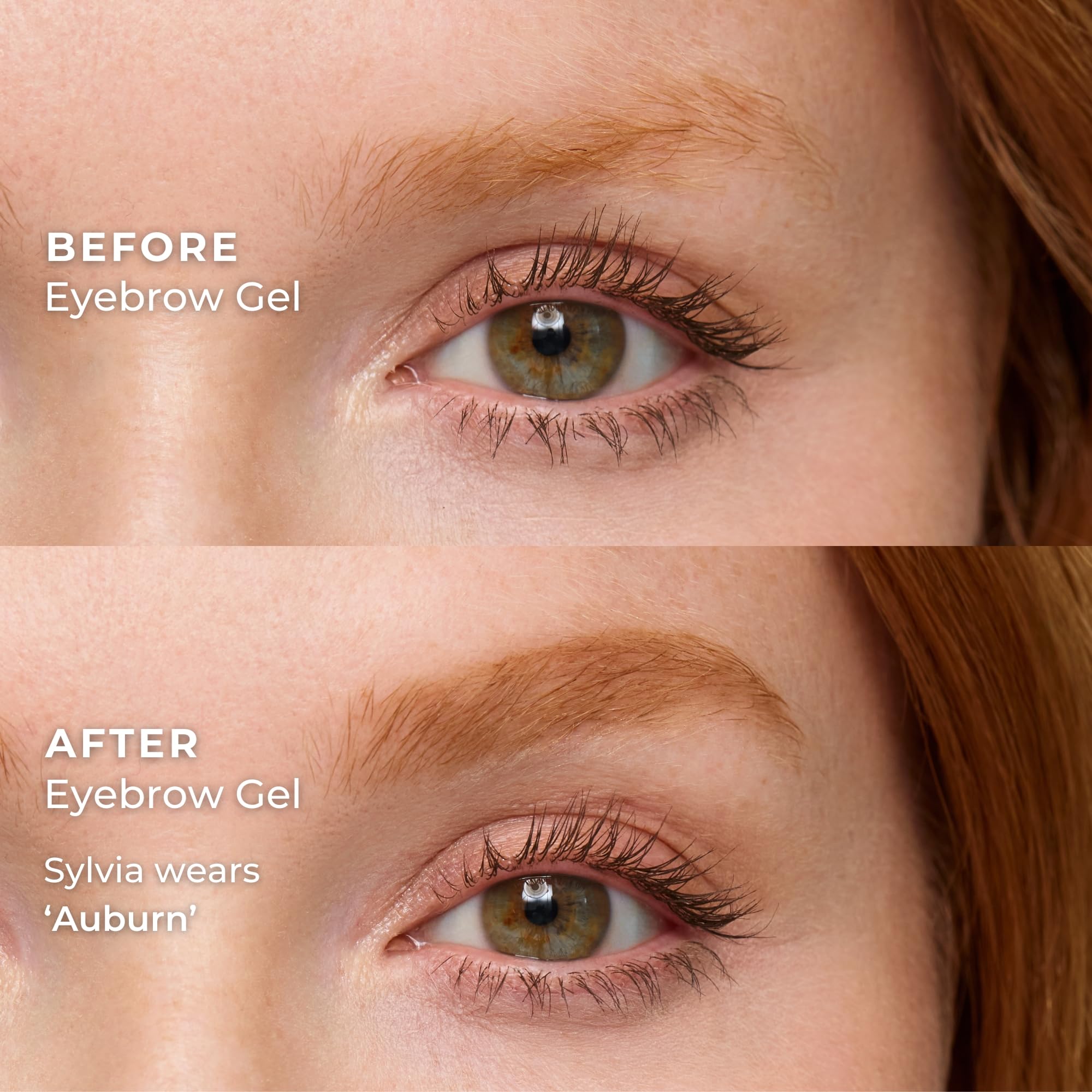 WUNDERBROW Auburn gel swatch on skin shows natural color and hold