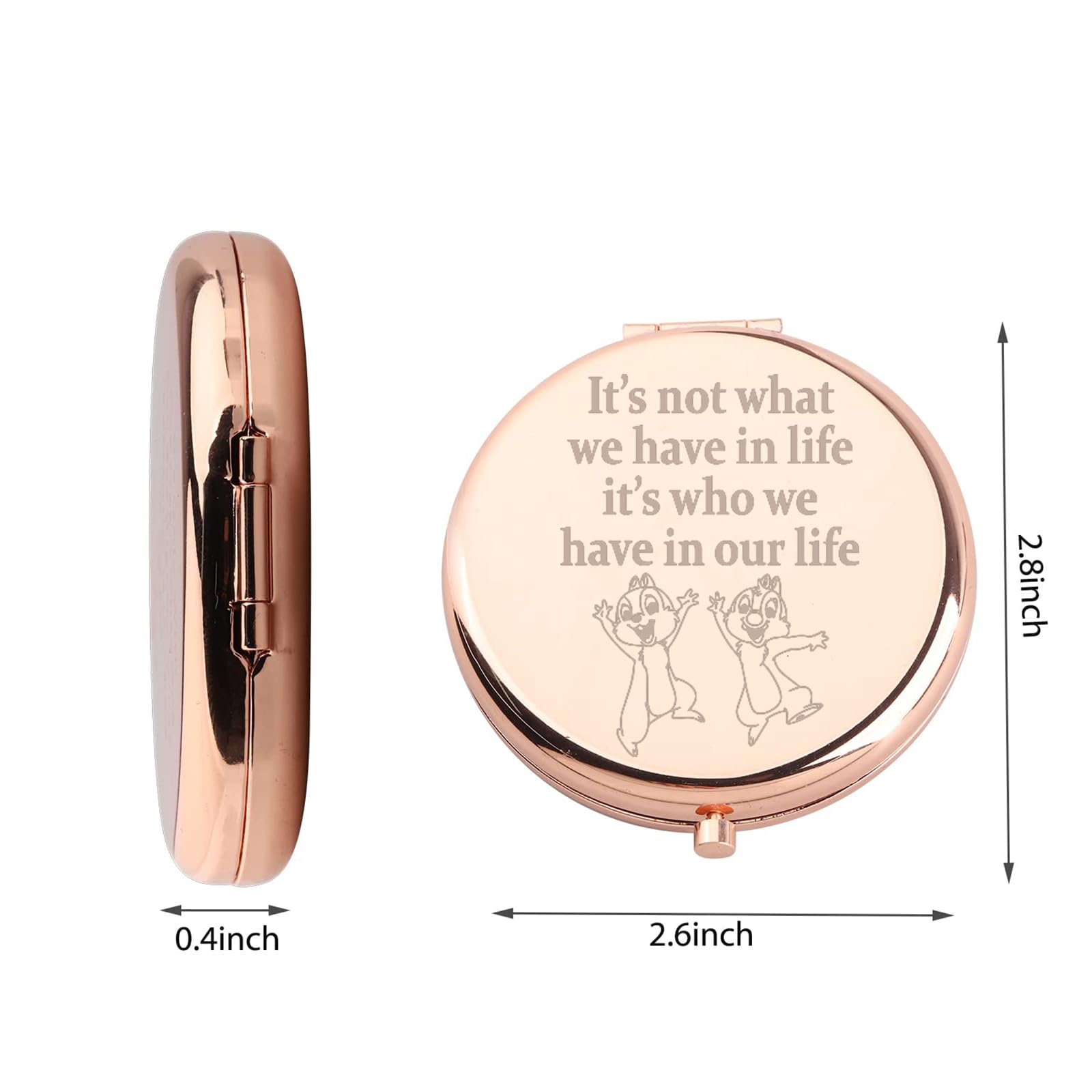 WUSUANED chip makeup mirror engraved quote adds daily inspiration.