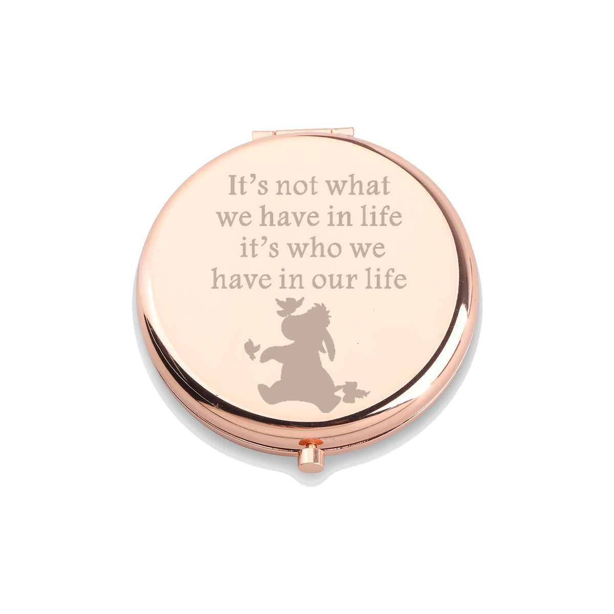 WUSUANED donkey makeup mirror front view showing sleek stainless steel finish for daily use