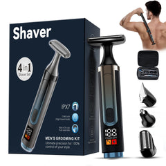 WUXO back shaver front view highlighting ergonomic grip for safe back grooming