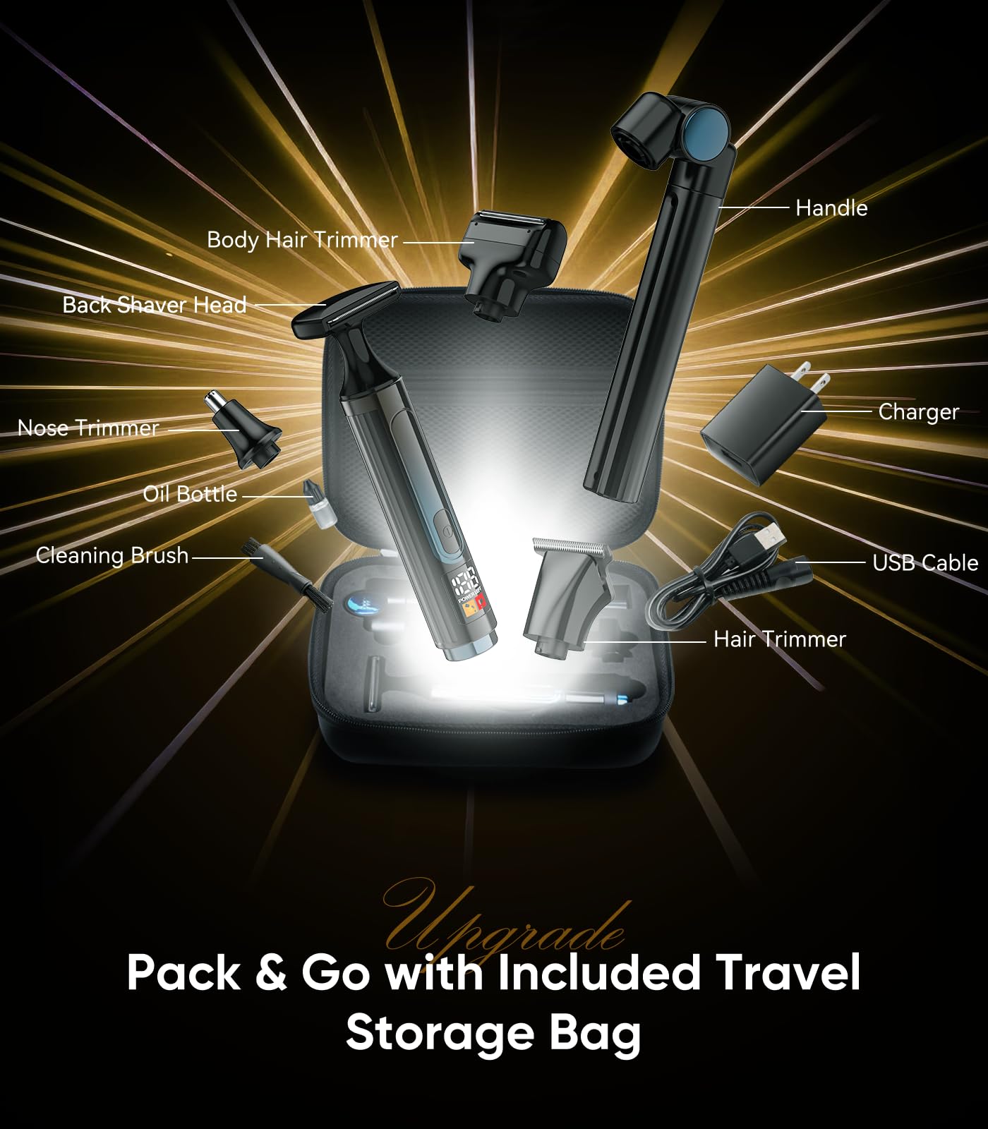 WUXO back shaver IPX7 waterproof design for safe shower use
