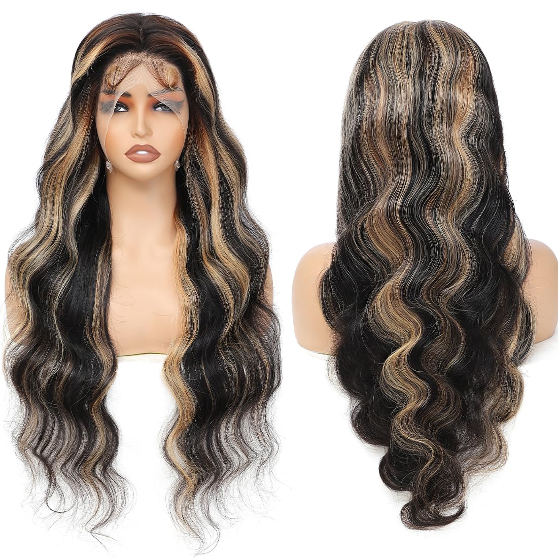 WXG 30-inch balayage ombre wig side view reveals smooth body wave