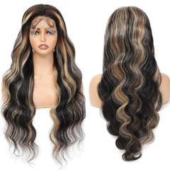 WXG 30-inch balayage ombre wig side view reveals smooth body wave