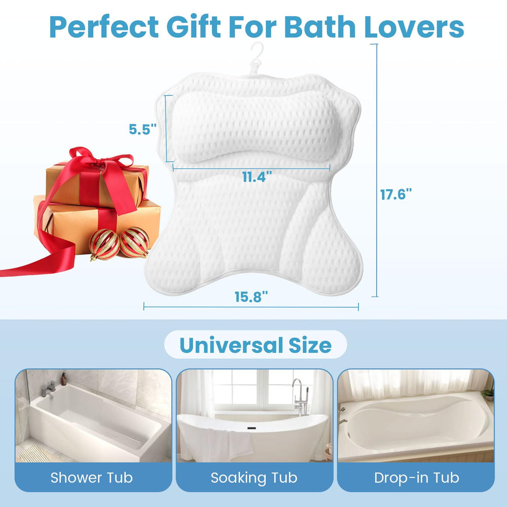 WYGOMES bath pillow 4D air mesh keeps you cool and comfortable during baths.
