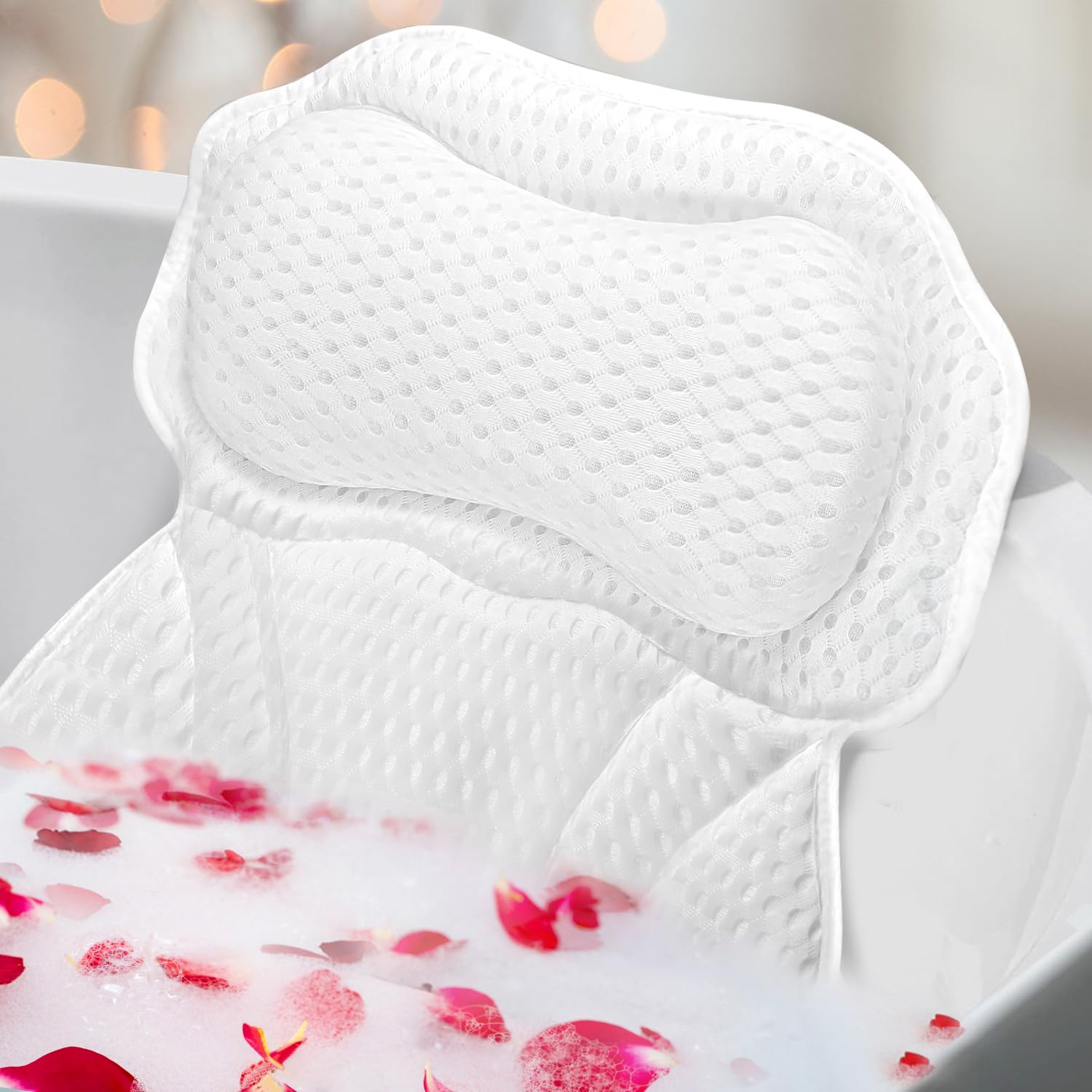WYGOMES bath pillow neck-support delivers head and neck comfort for extended soaks.
