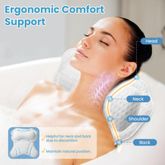 WYGOMES bath pillow with strong suction cups stays in place for carefree lounging.