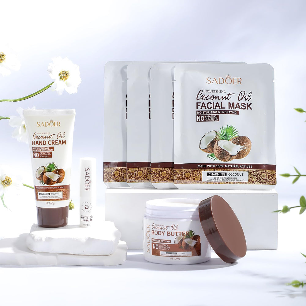 WYHABYZ Coconut Spa Gift Box bath salts enhance relaxation and soften skin.