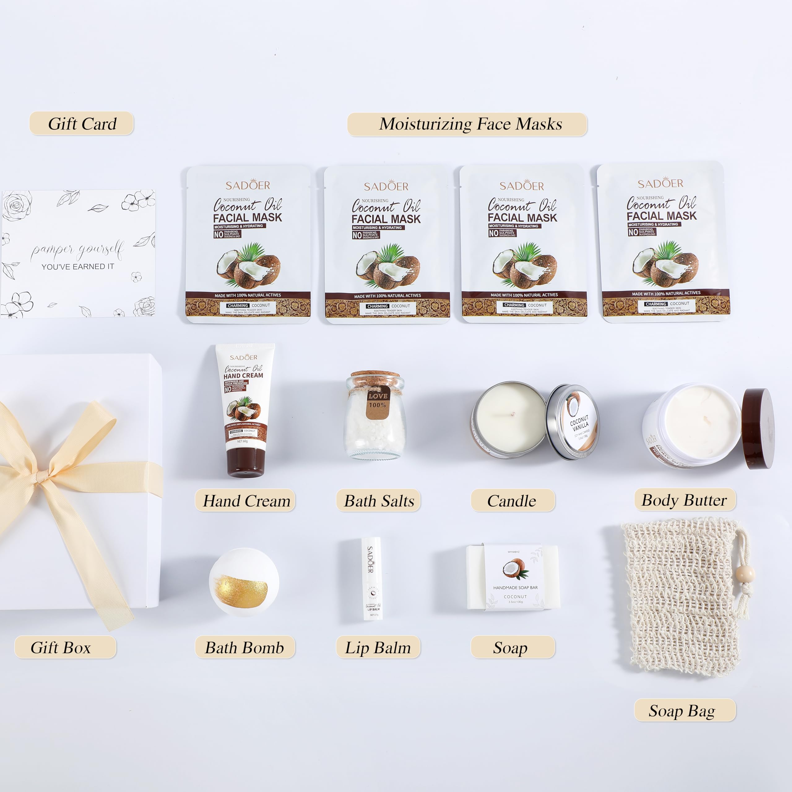 WYHABYZ Coconut Spa Gift Box hand cream nourishes and protects dry hands.