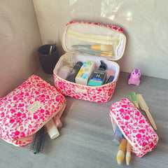 WYJ Rose Red quilted makeup bag medium keeps cosmetics neatly sorted on the go