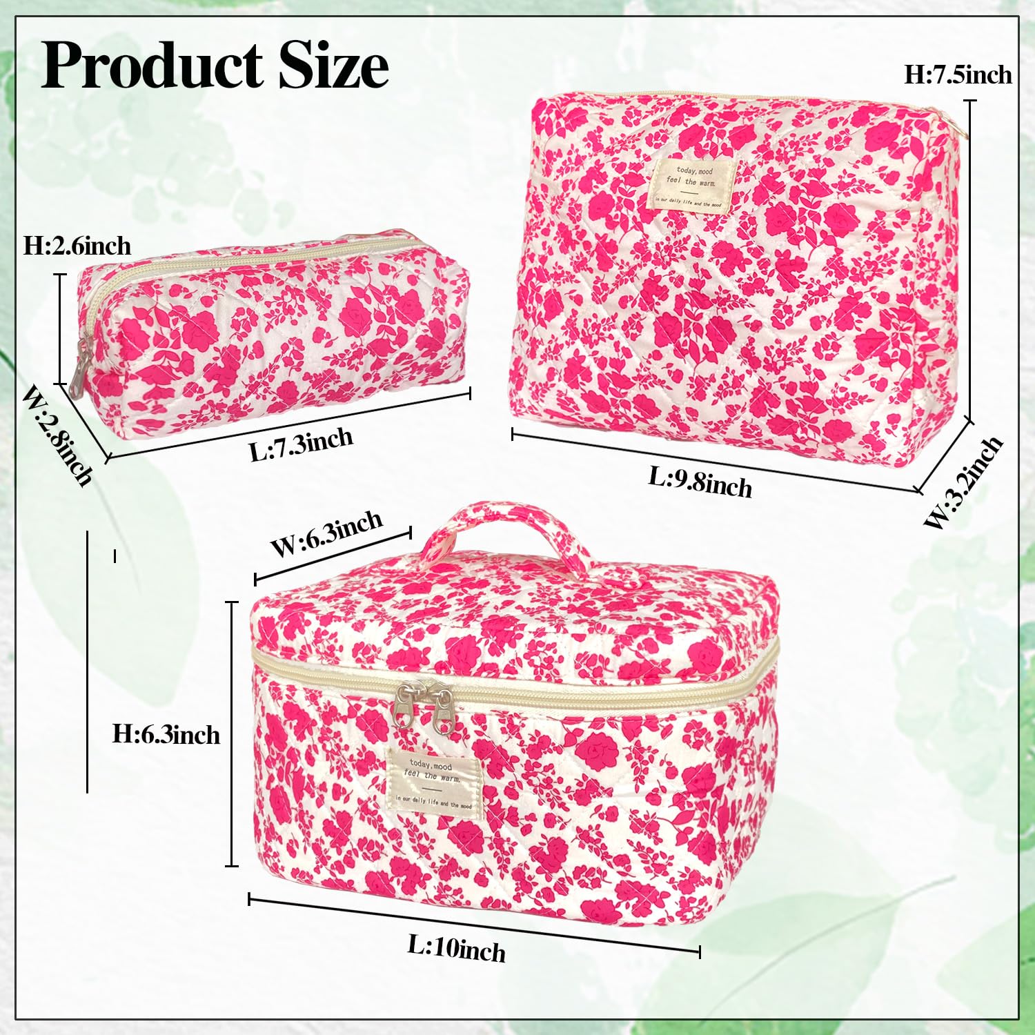 WYJ Rose Red quilted makeup bag small fits essentials in a compact carry