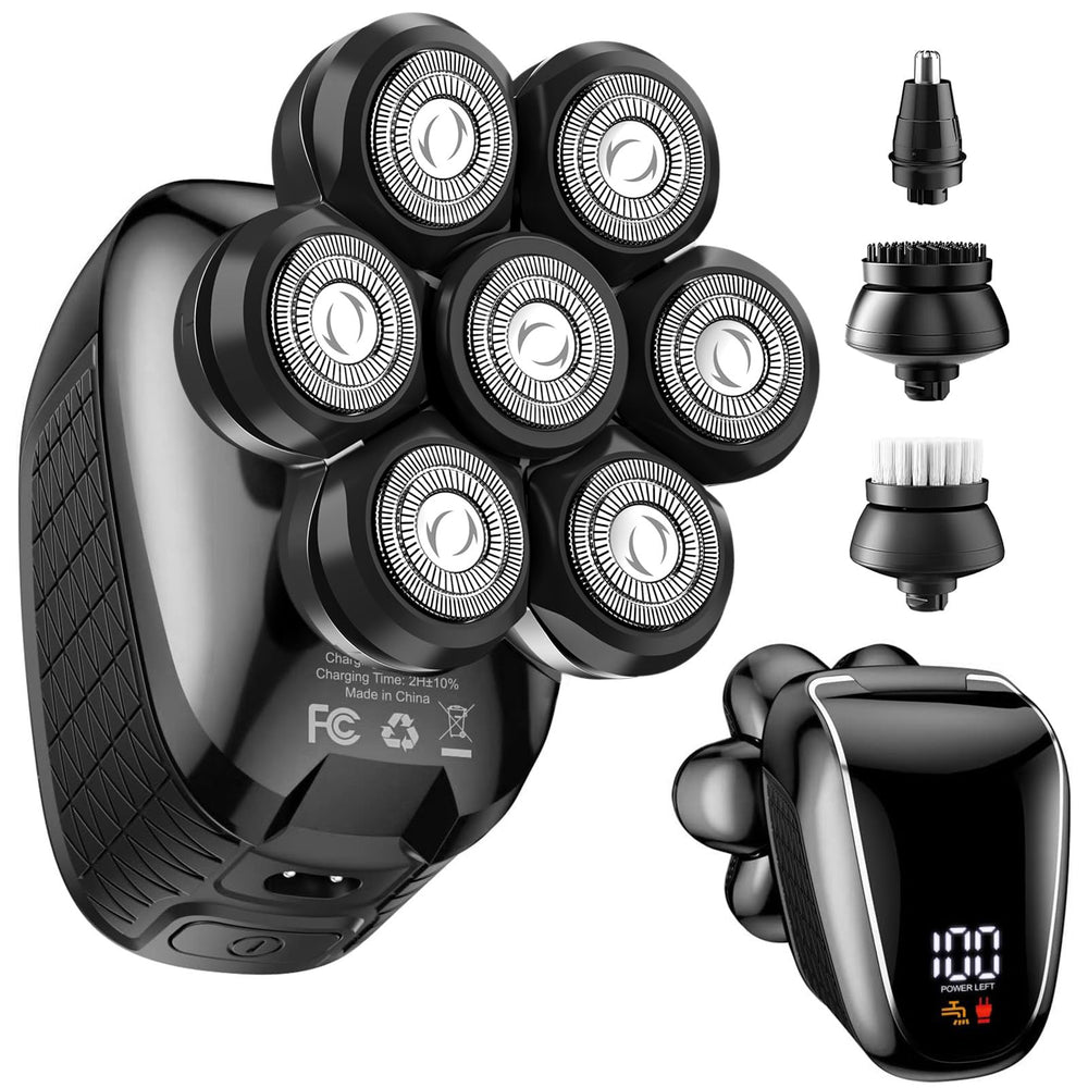Wyklaus head shaver with 7D floating head close-up for precise, effortless shaving.