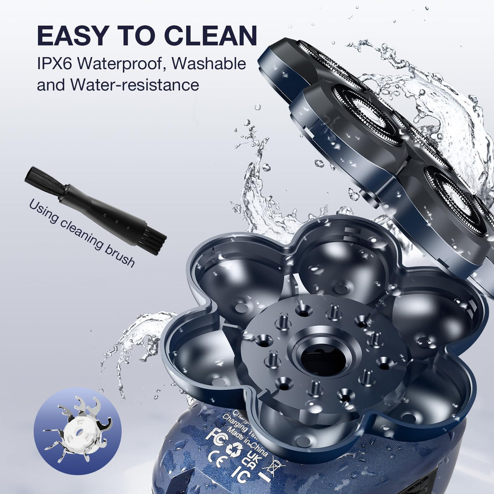 Wyklaus head shaver cleaning brush simplifies maintenance.