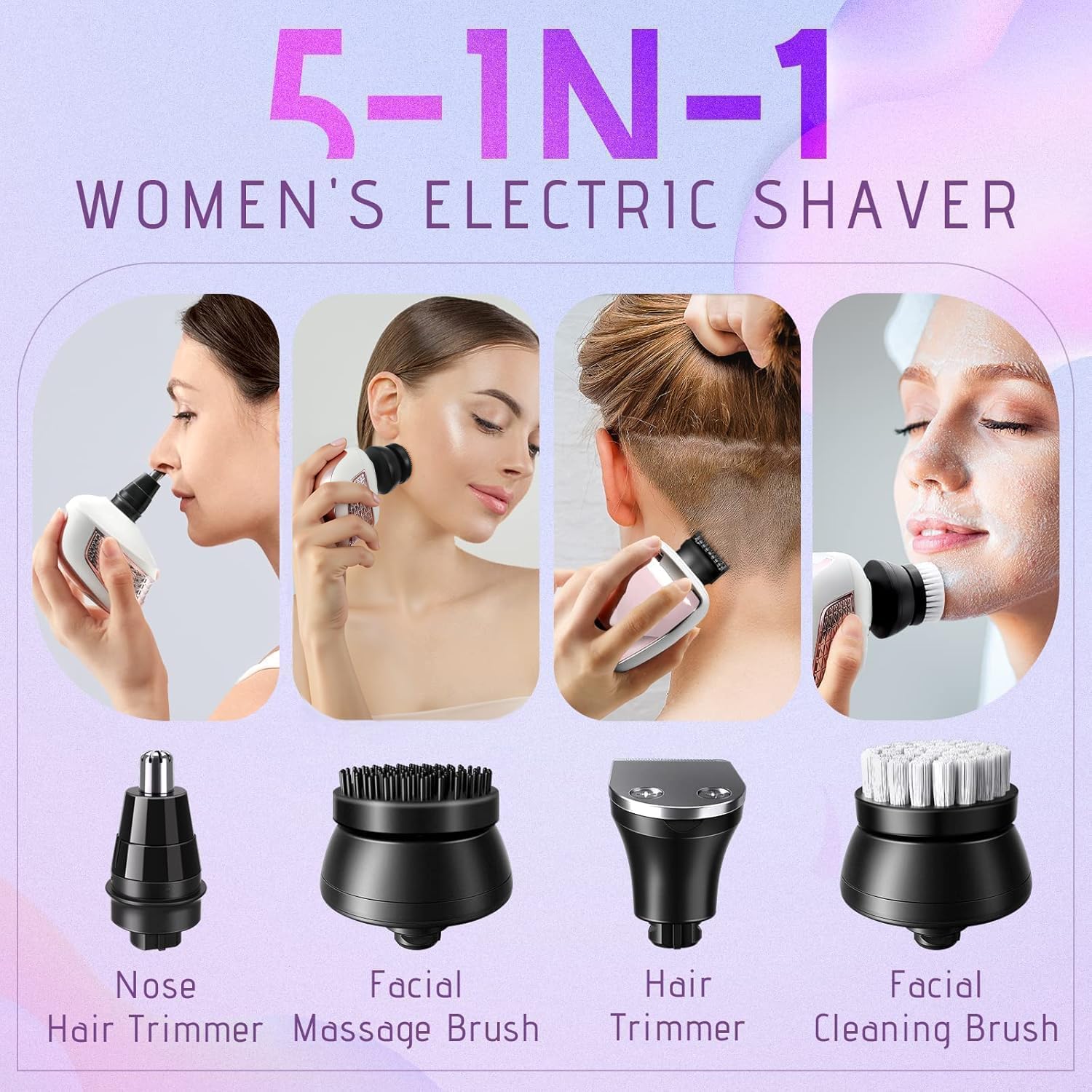 Wyklaus women razor painless skin contact with 7D head during quick legs shave