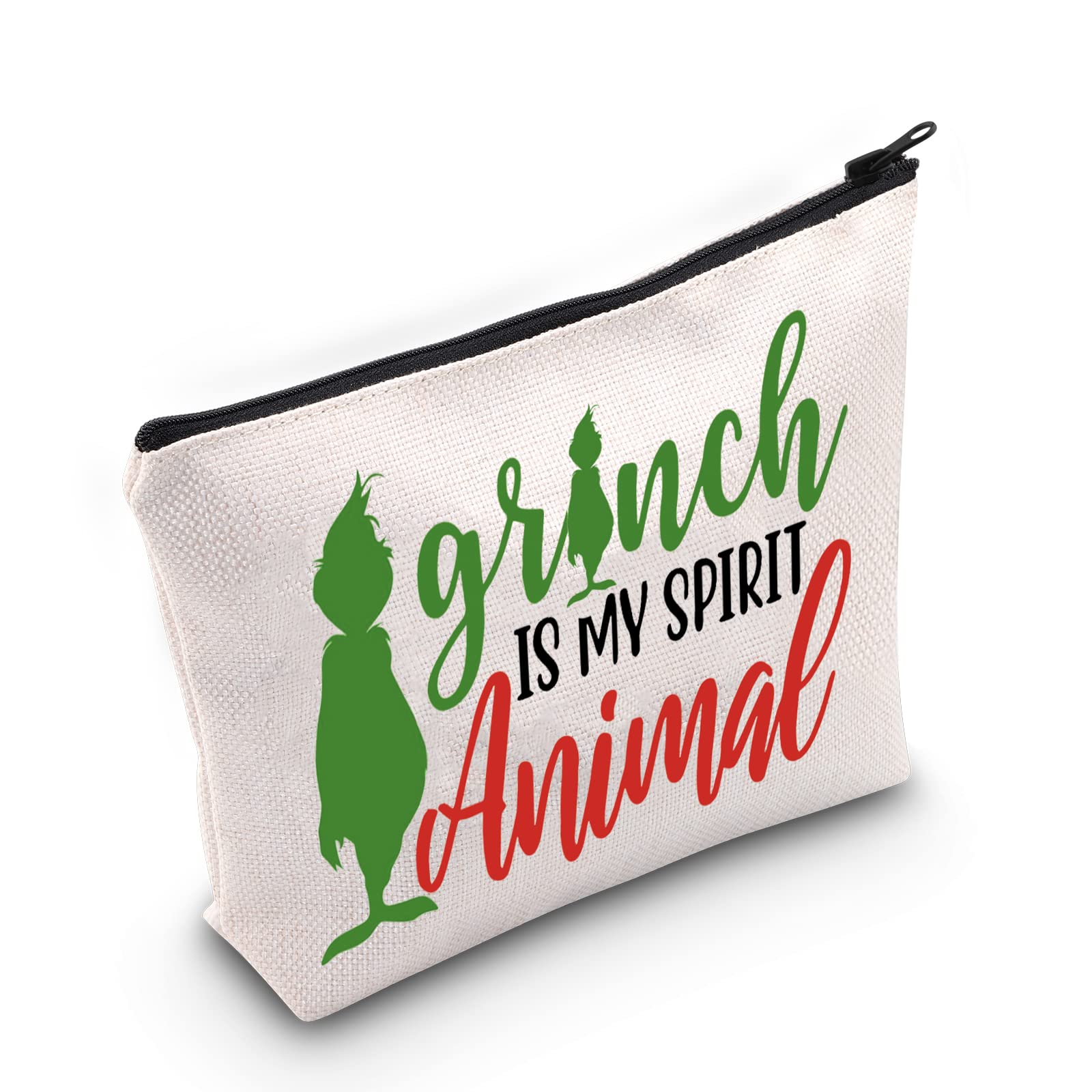 WZMPA Green Monster makeup bag front view, durable waterproof canvas for daily use.