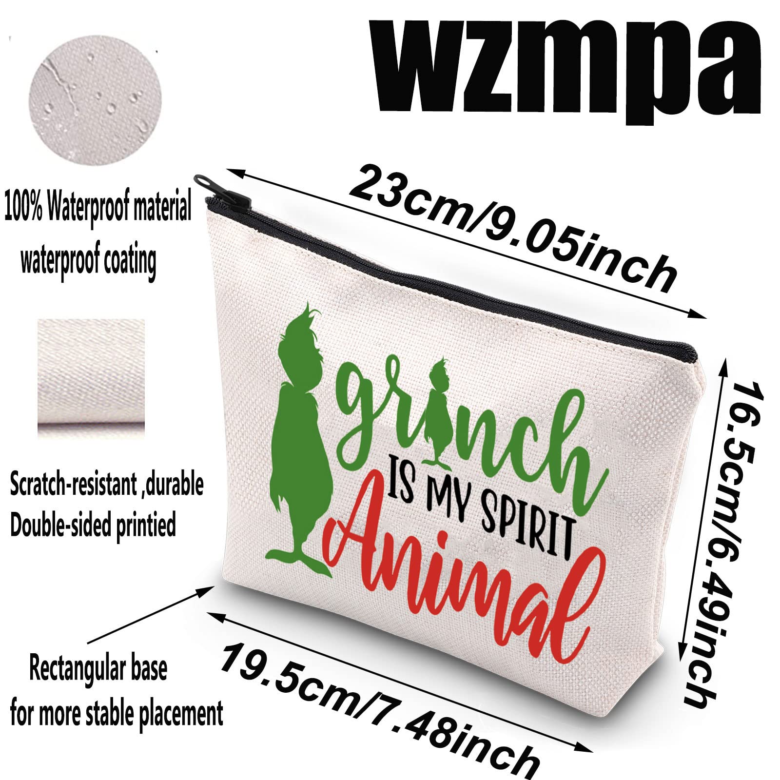 WZMPA Green Monster bag side pocket, roomy storage for lipsticks and brushes.
