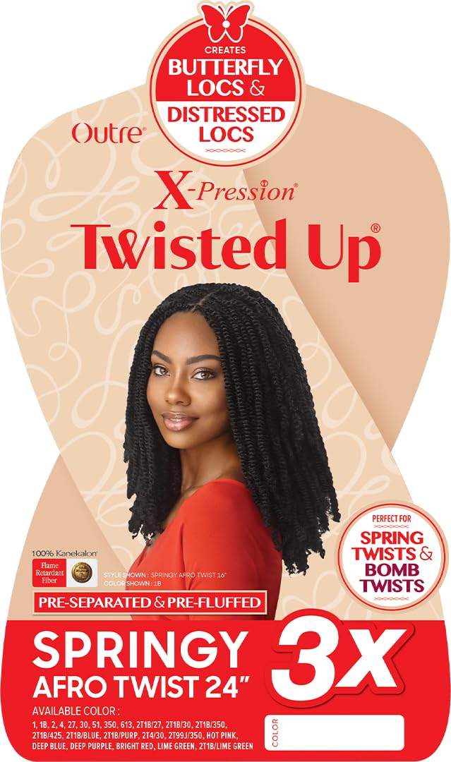 Closeup of X-pression Outre Twisted Up 3X Afro Twist 24 fibers and texture.