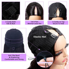 Xagujpo Wear & Go glueless V Part wig natural-black close-up color blend