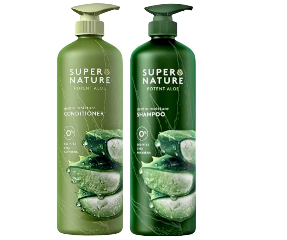 XALEZ Super Nature Aloe Shampoo bottle for gentle cleanse and hydrated, frizz-free hair.