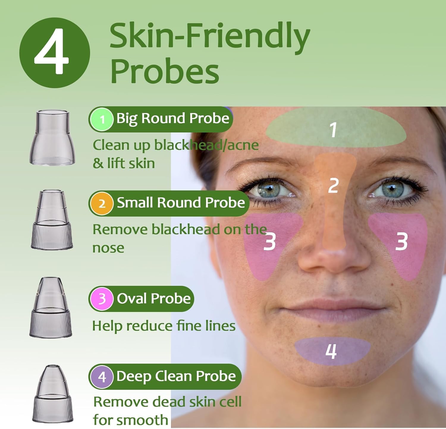 Xamoca blackhead remover vacuum display highlights battery and suction level for easy monitoring.