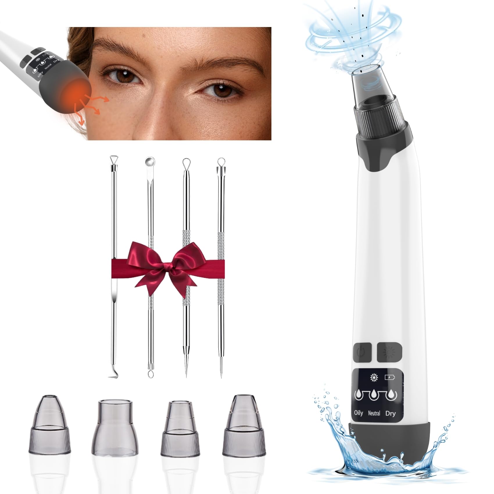 Xamoca blackhead remover vacuum front view highlights portable pore cleansing for daily use.