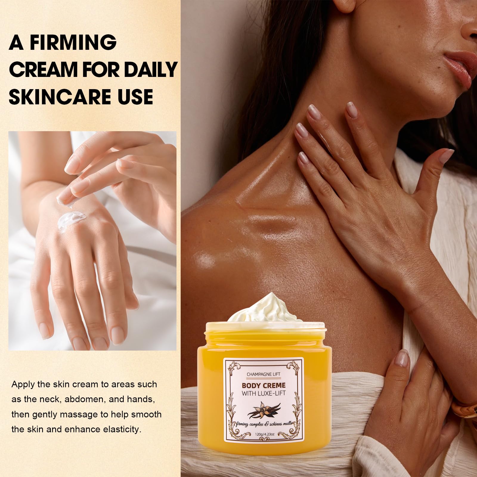 Xaninp Champagne Body Cream repairs dry skin for softness