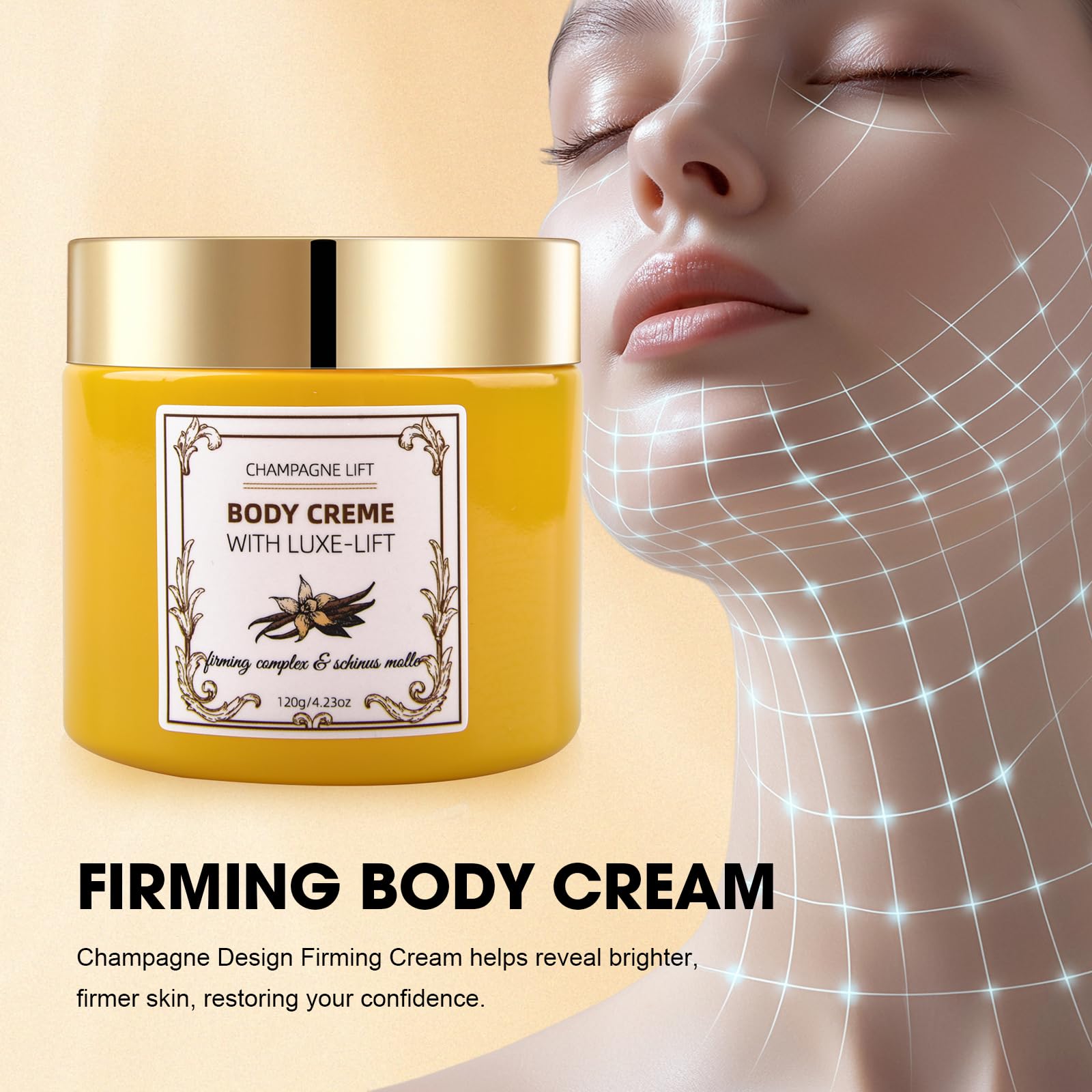 Xaninp Champagne Body Cream texture close-up shows smooth finish