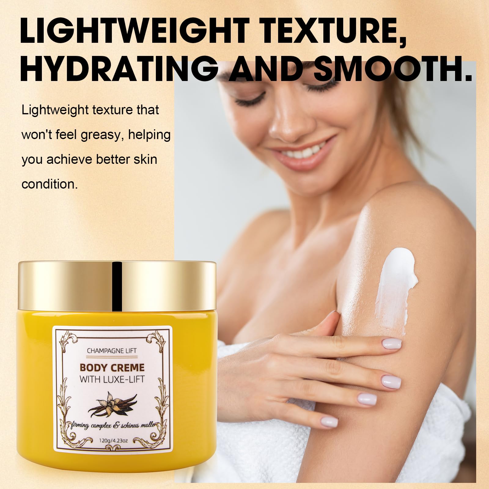 Xaninp Champagne Body Cream with vanilla scent for pampering ritual