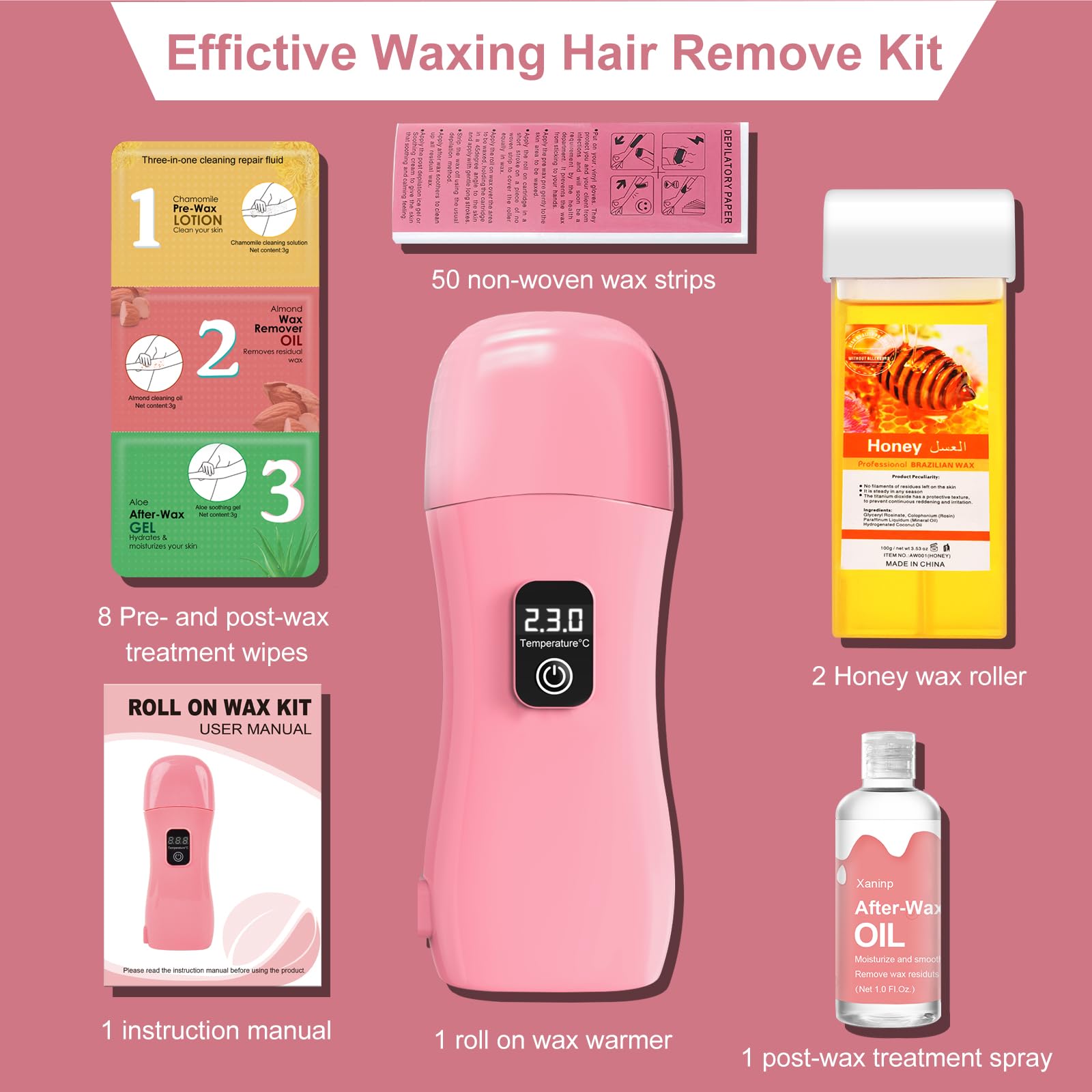 Xaninp pre and post-wax wipes pictured for quick cleaning and conditioning.